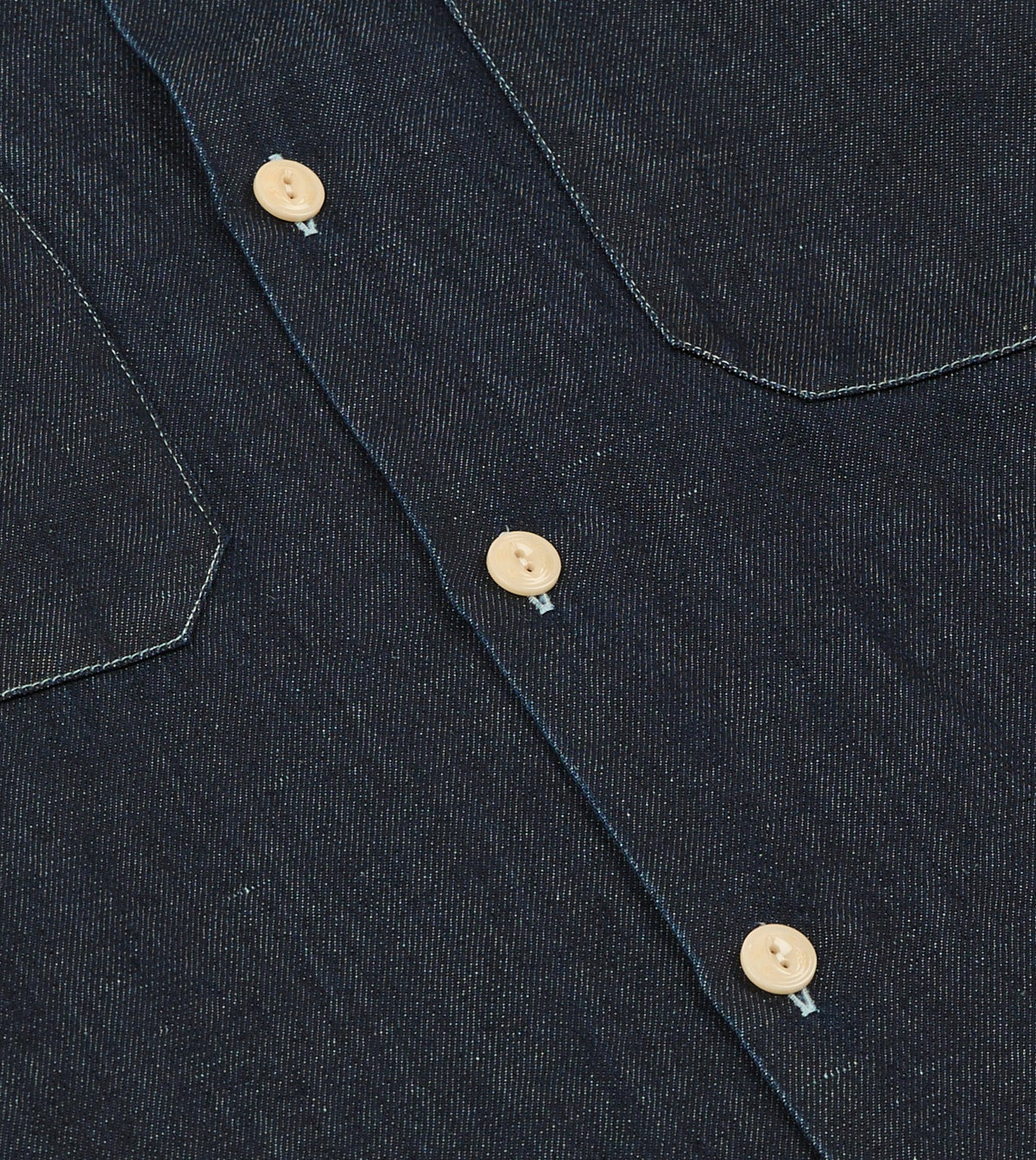 Drake's Navy Cotton-Hemp Denim Camp Collar Work Shirt