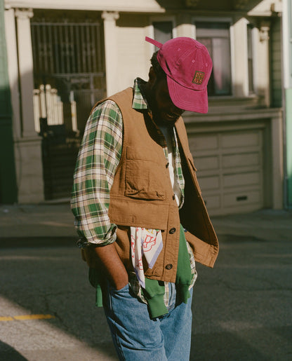 Drake's Green Check Cotton Two-Pocket Work Shirt