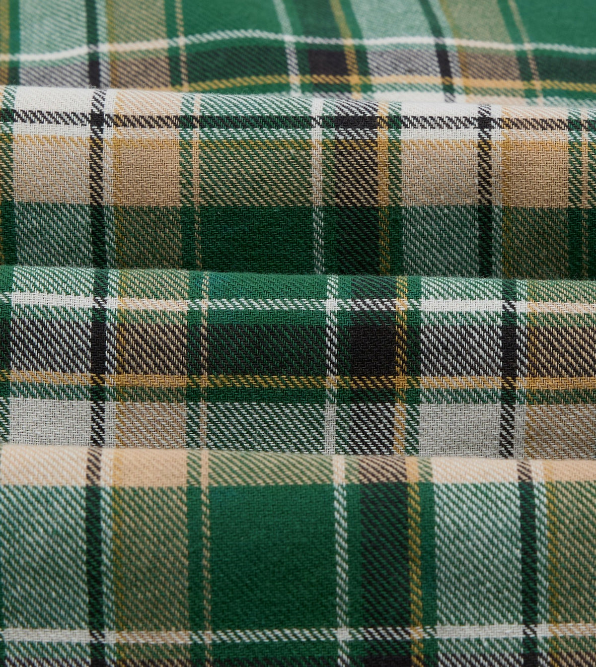 Drake's Green Check Cotton Two-Pocket Work Shirt