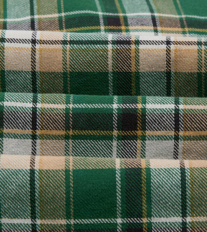 Drake's Green Check Cotton Two-Pocket Work Shirt
