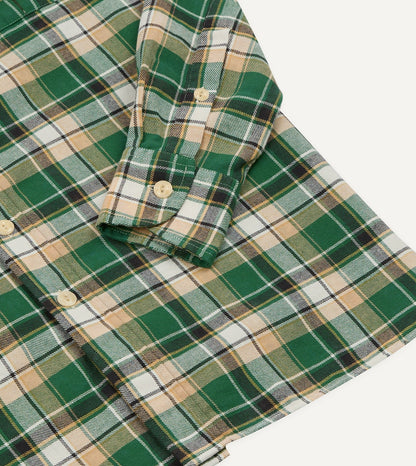Drake's Green Check Cotton Two-Pocket Work Shirt