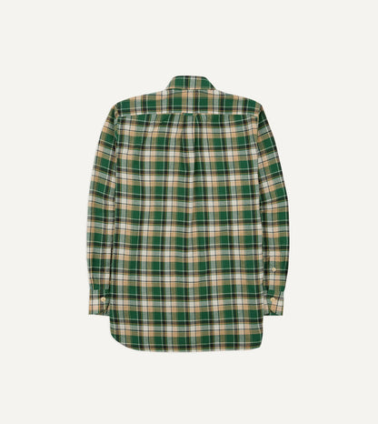 Drake's Green Check Cotton Two-Pocket Work Shirt