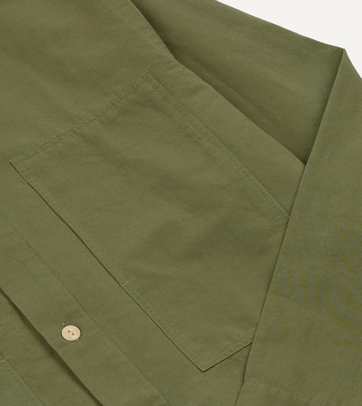 Drake's Green Vintage Cotton Spread Collar Popover Shirt