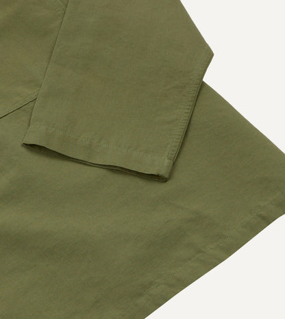 Drake's Green Vintage Cotton Spread Collar Popover Shirt