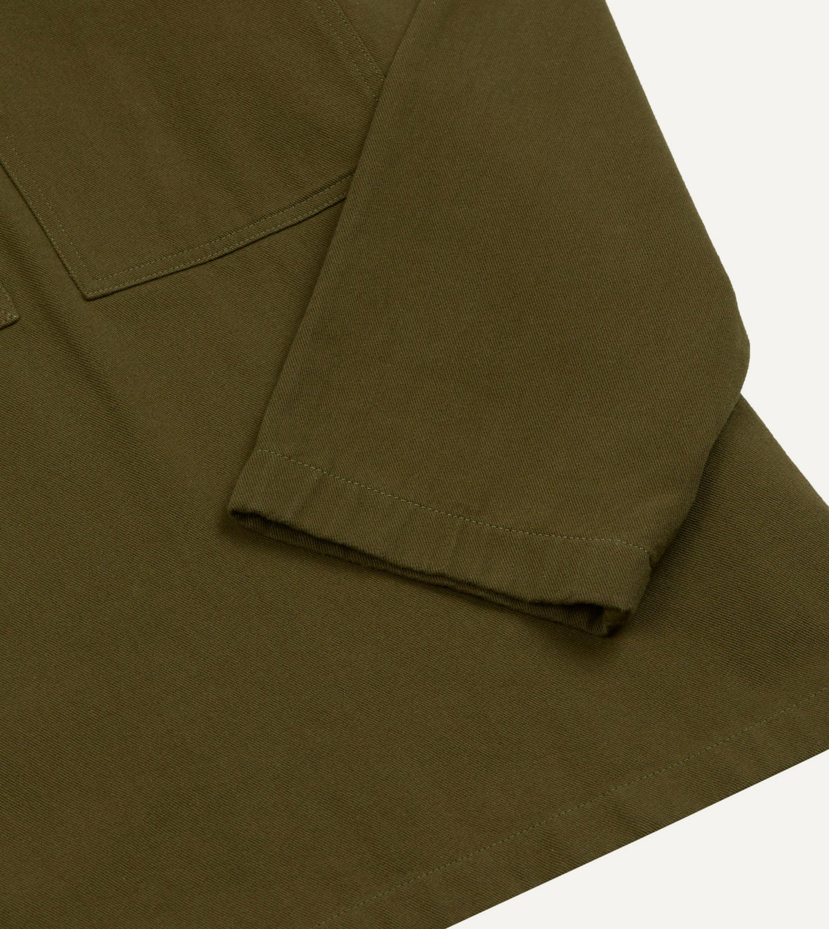 Drake's Khaki Cotton Mandarin Collar Popover Shirt
