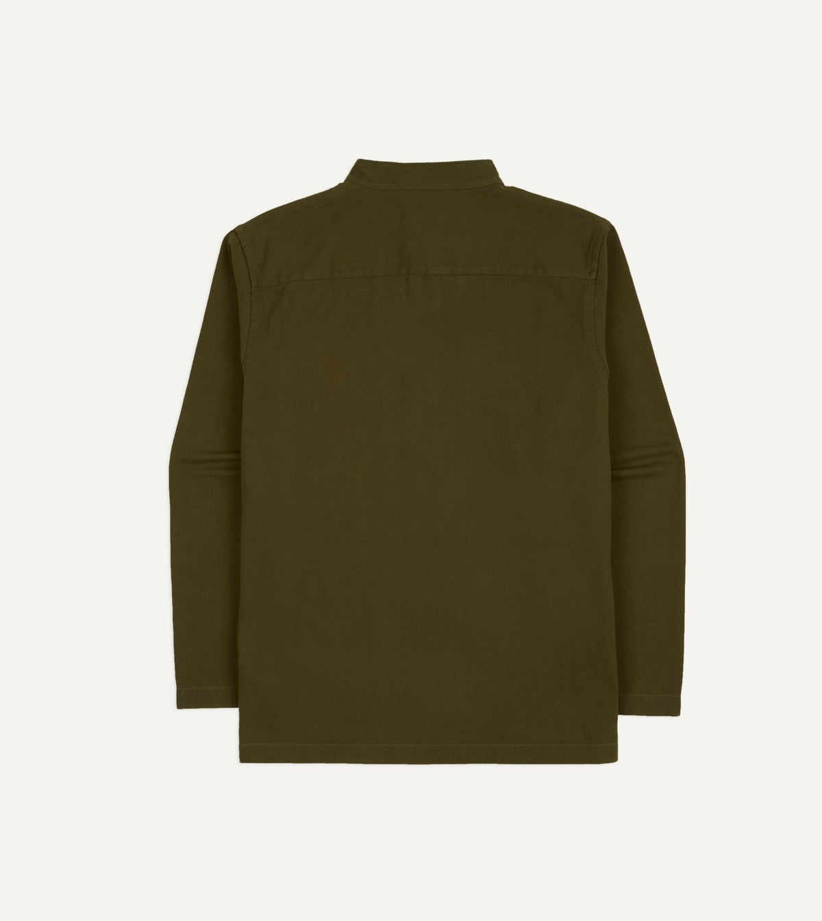 Drake's Khaki Cotton Mandarin Collar Popover Shirt