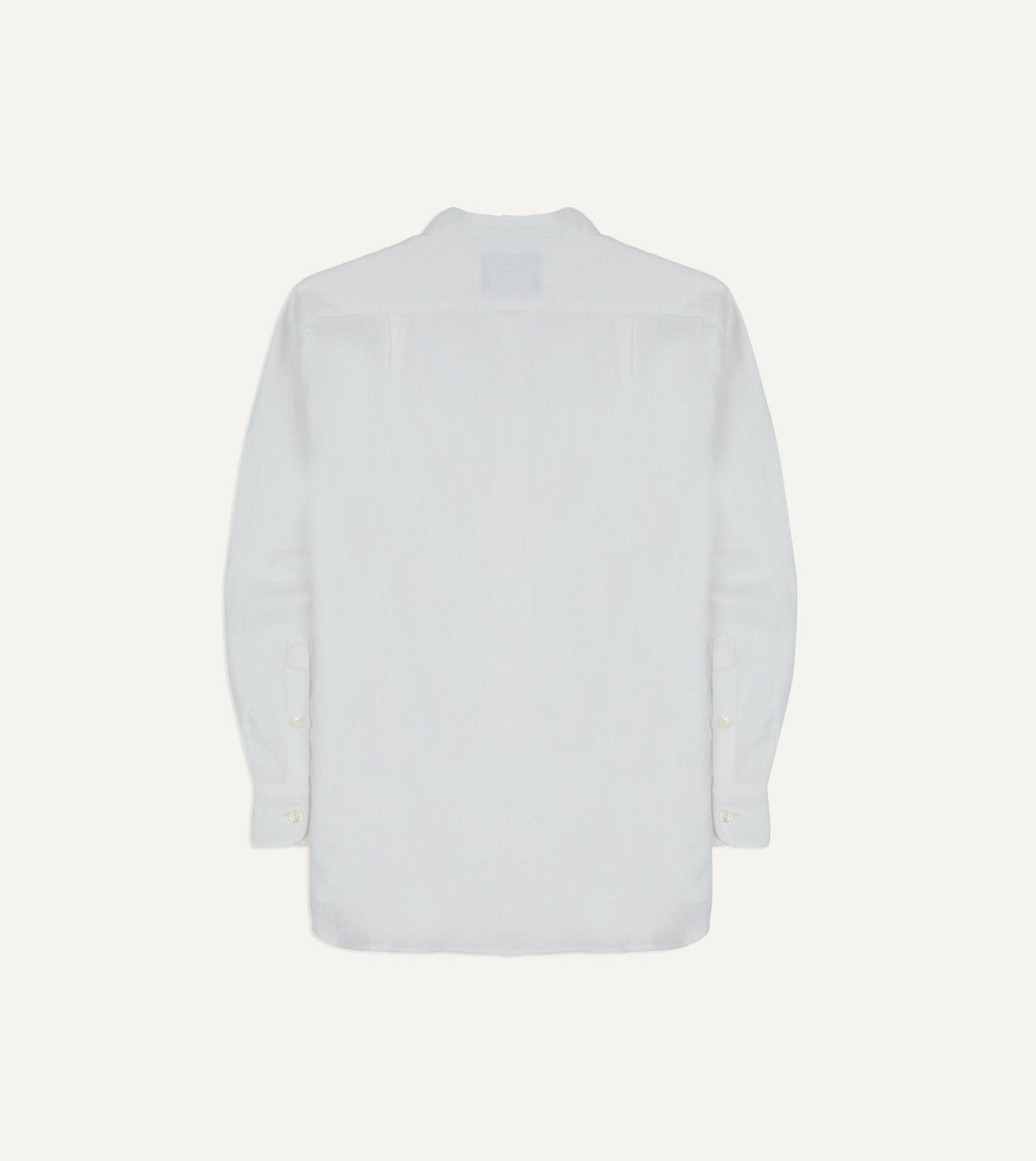 Drake's White Linen Mandarin Collar Shirt