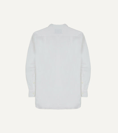 Drake's White Linen Mandarin Collar Shirt