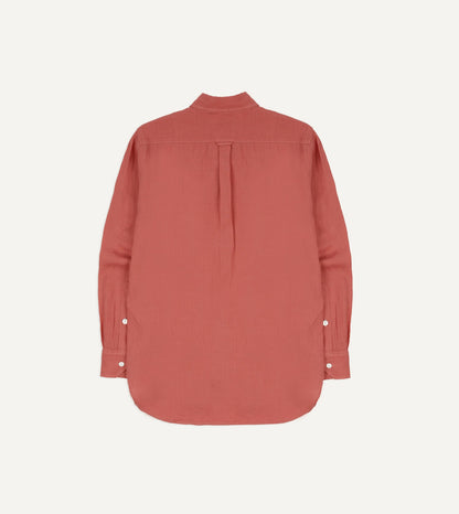 Drake's Pink Linen Pintuck Military Shirt