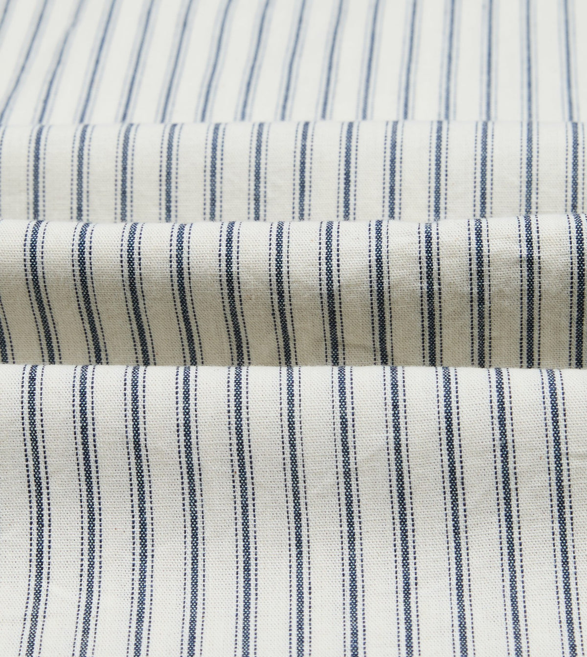 Drake's Indigo Stripe Cotton Mandarin Collar Popover Shirt