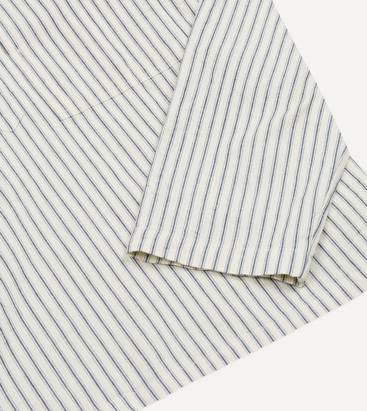 Drake's Indigo Stripe Cotton Mandarin Collar Popover Shirt