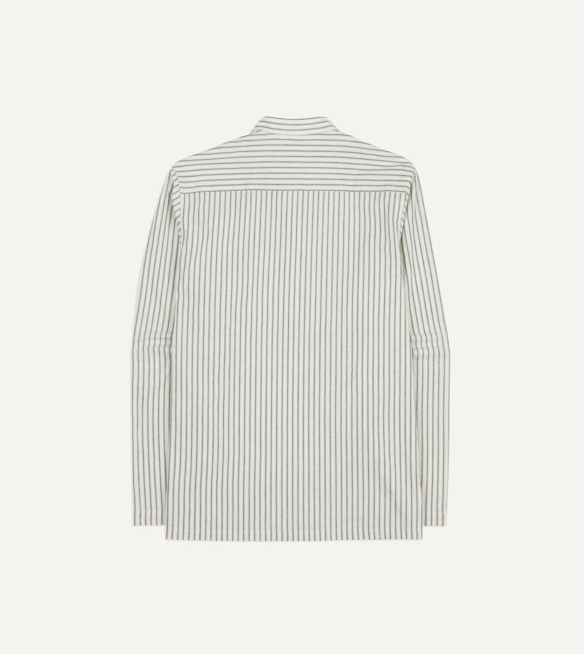 Drake's Indigo Stripe Cotton Mandarin Collar Popover Shirt