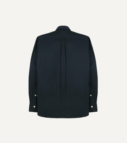 Drake's Navy Satin Cotton Popover Work Shirt