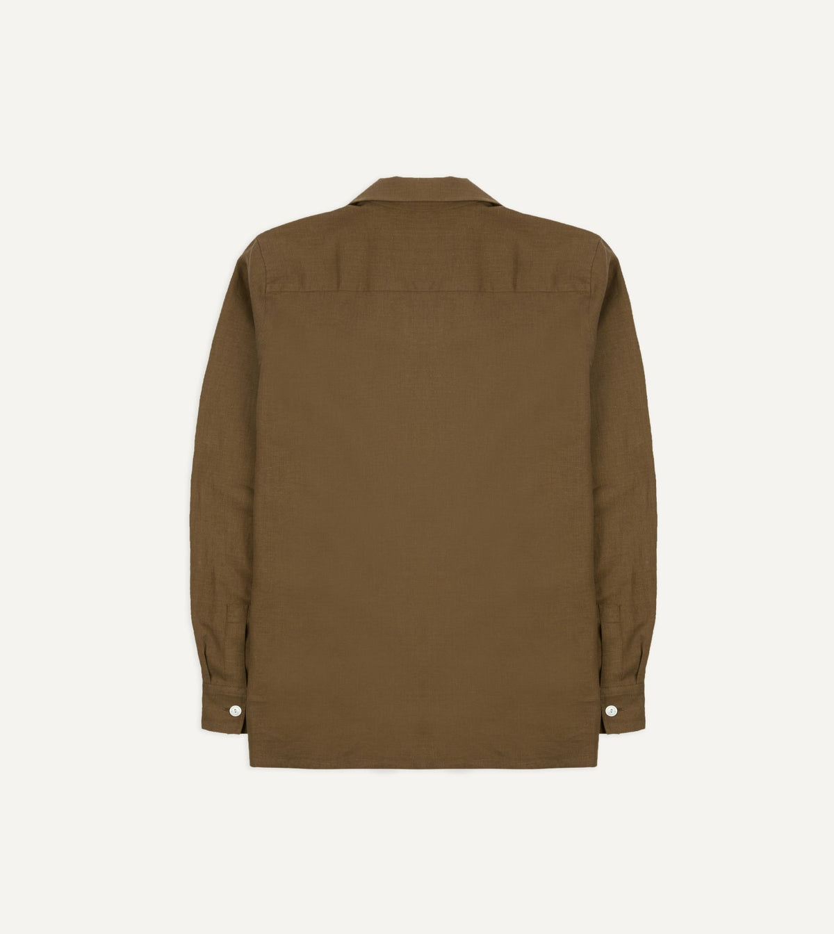 Drake's Khaki Linen Four-Pocket Camp Collar Work Shirt