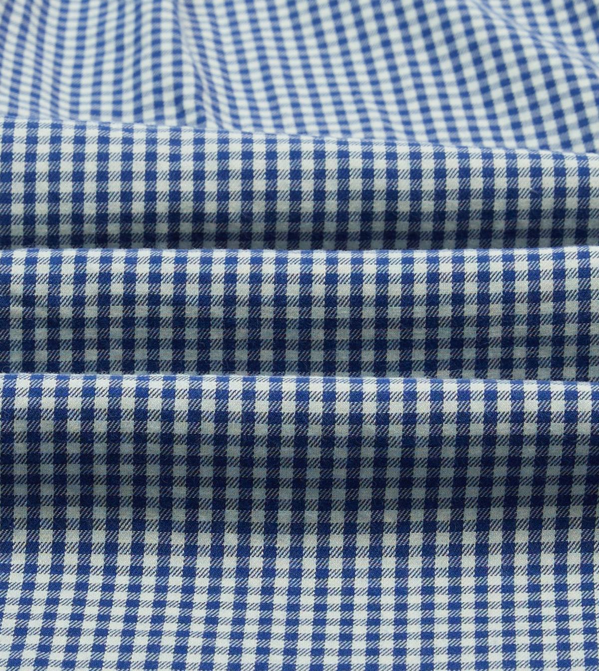 Drake's Blue Gingham Brushed Cotton Long Point Collar Popover Shirt