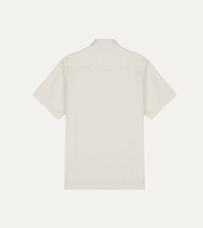 Drake's Mayumi Y. for Drake’s Embroidered Cotton-Linen Camp Collar Short Sleeve Shirt