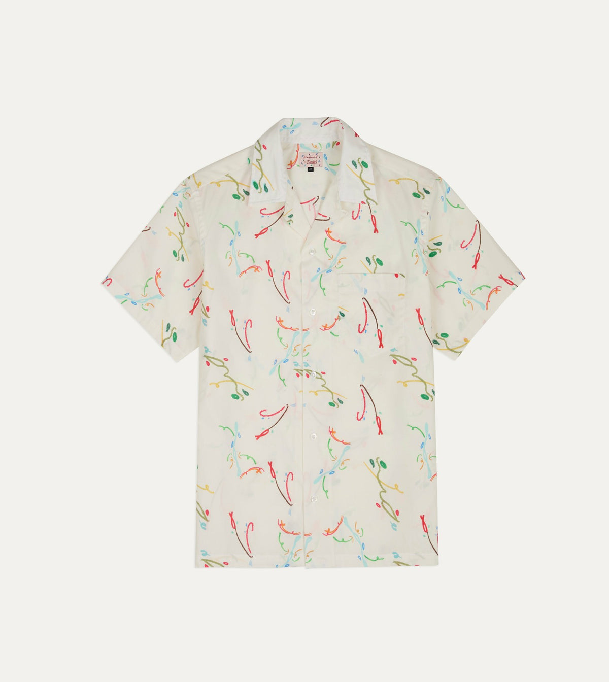 Drake's Mayumi Y. for Drake’s Print Cotton Camp Collar Short Sleeve Shirt