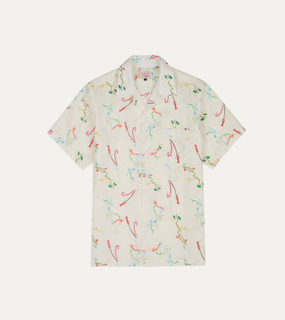 Drake's Mayumi Y. for Drake’s Print Cotton Camp Collar Short Sleeve Shirt