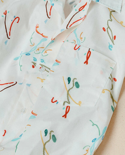 Drake's Mayumi Y. for Drake’s Print Cotton Camp Collar Short Sleeve Shirt
