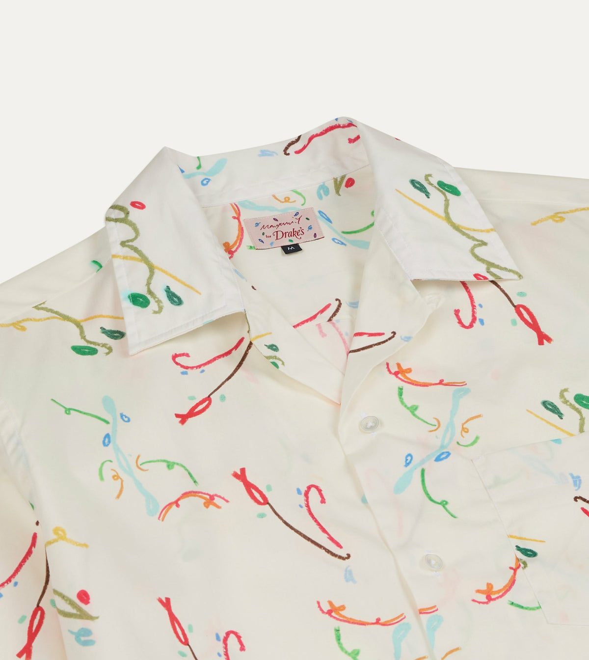 Drake's Mayumi Y. for Drake’s Print Cotton Camp Collar Short Sleeve Shirt