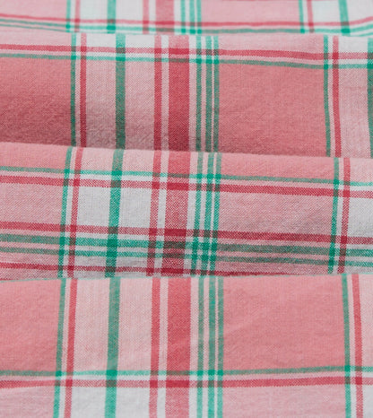 Drake's Pink and Green Madras Check Cotton Button-Down Shirt