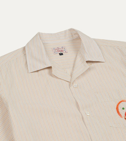 Drake's Mayumi Y. for Drake’s Stripe Cotton Camp Collar Short Sleeve Shirt