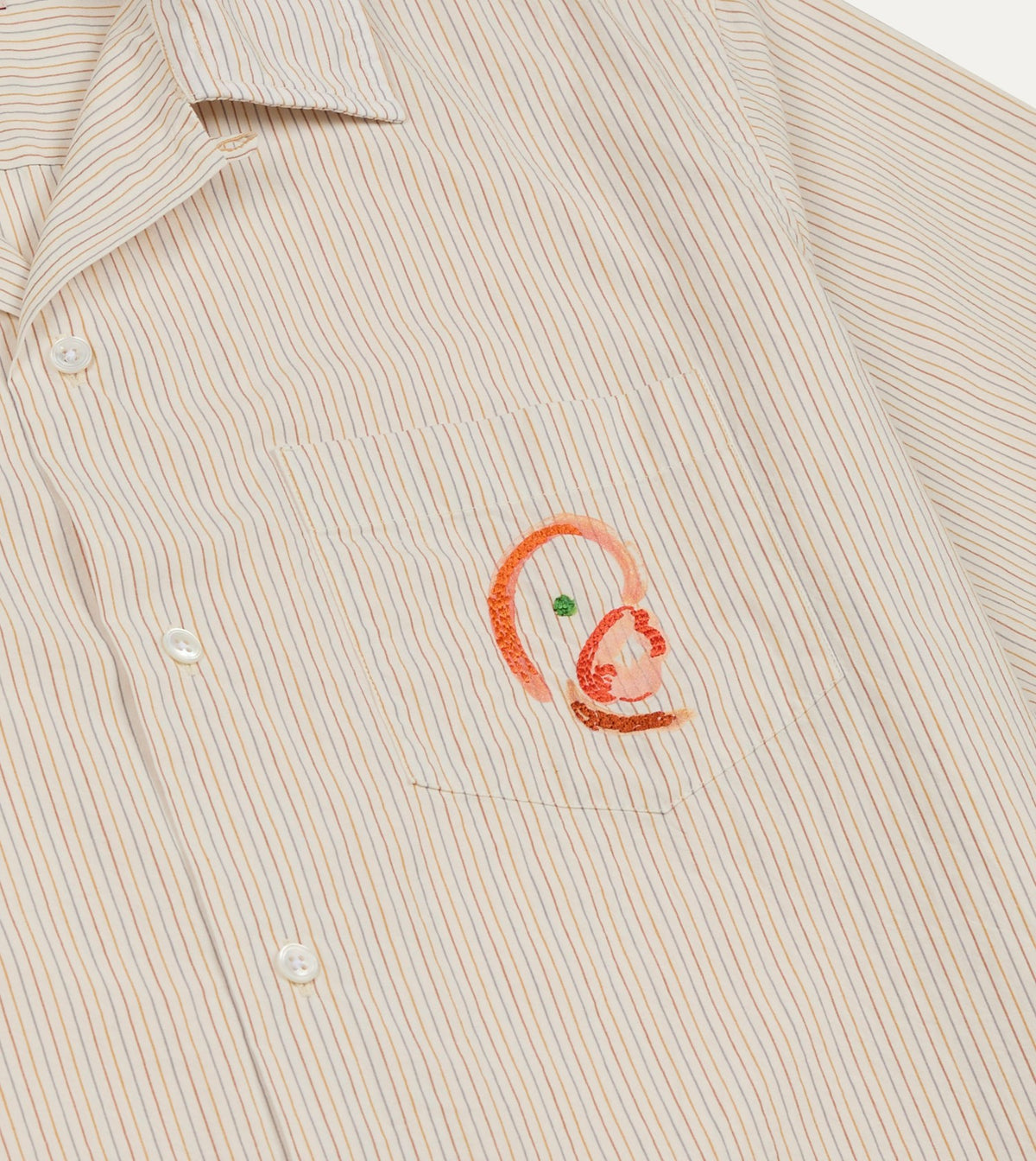 Drake's Mayumi Y. for Drake’s Stripe Cotton Camp Collar Short Sleeve Shirt