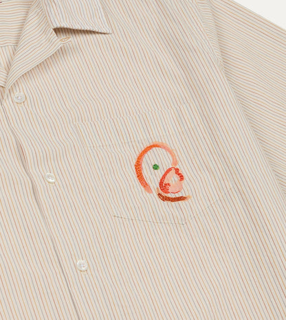 Drake's Mayumi Y. for Drake’s Stripe Cotton Camp Collar Short Sleeve Shirt