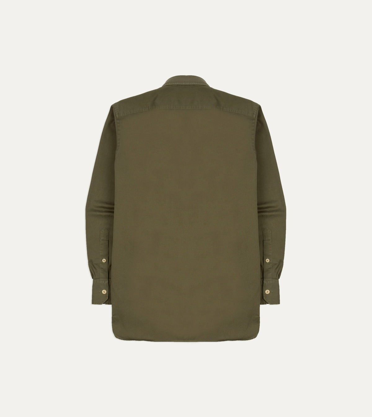 Drake's Green Cotton Long Point Collar Work Shirt