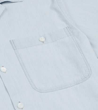 Drake's Blue Chambay Short Sleeve Camp Collar Shirt