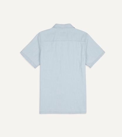 Drake's Blue Chambay Short Sleeve Camp Collar Shirt