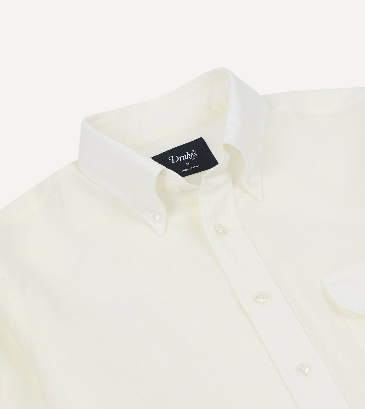 Drake's White Linen Button-Down Collar Shirt