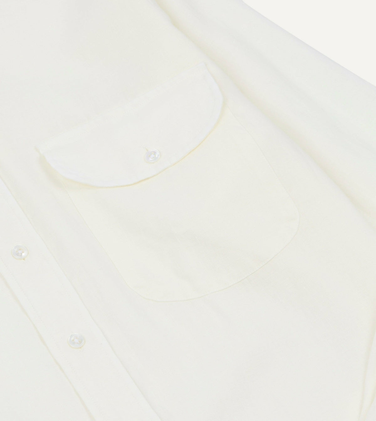 Drake's White Linen Button-Down Collar Shirt