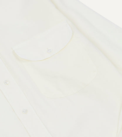 Drake's White Linen Button-Down Collar Shirt