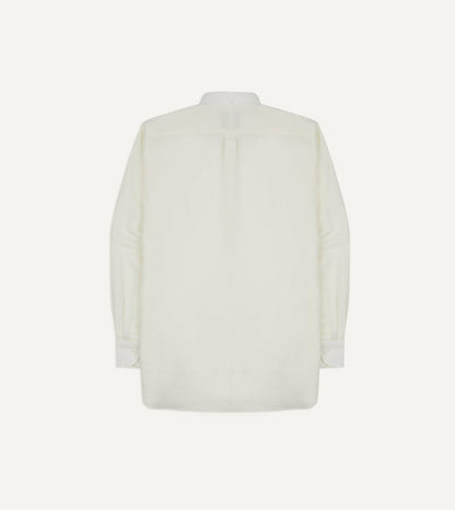 Drake's White Linen Button-Down Collar Shirt