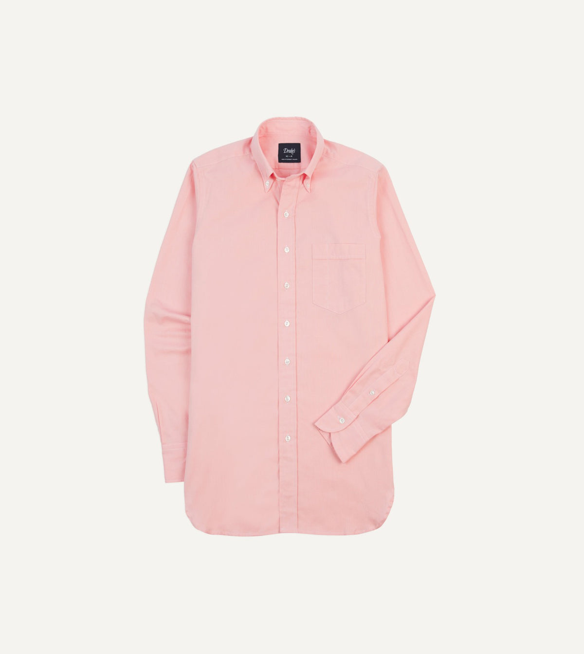 Drake's Pink Pinpoint Oxford Cotton Cloth Button-Down Shirt
