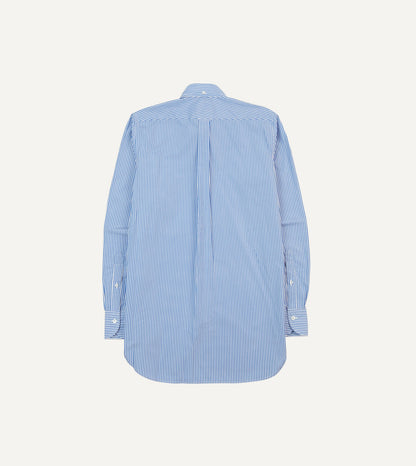 Drake's Blue Bengal Stripe Cotton Poplin Button-Down Shirt