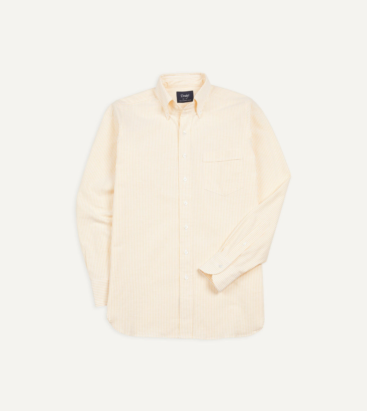 Drake's Yellow Ticking Stripe Cotton Oxford Cloth Button-Down Shirt