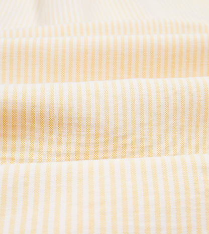 Drake's Yellow Ticking Stripe Cotton Oxford Cloth Button-Down Shirt
