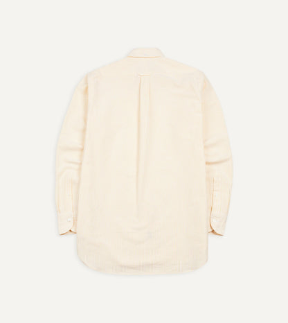 Drake's Yellow Ticking Stripe Cotton Oxford Cloth Button-Down Shirt