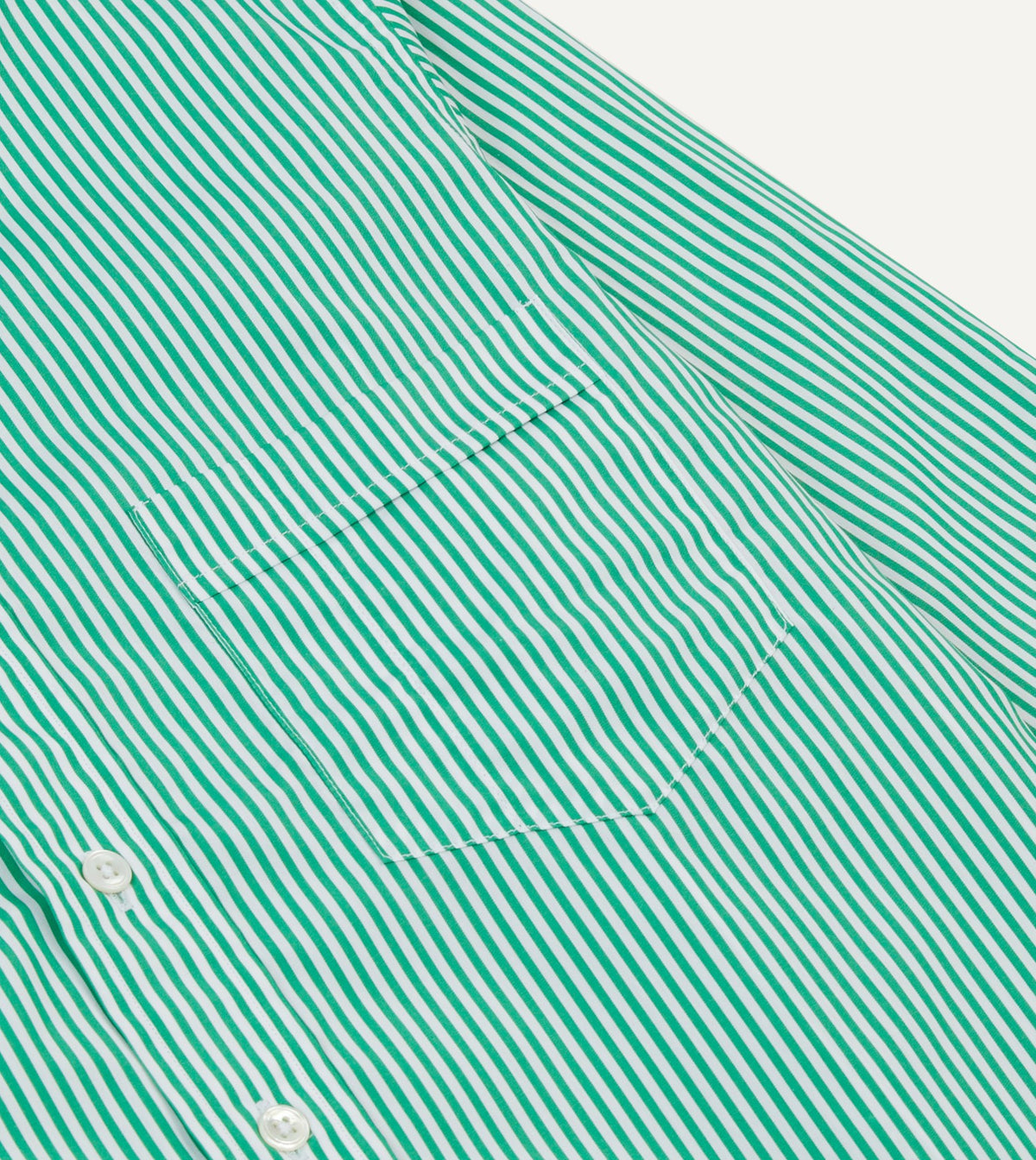 Drake's Green Narrow Stripe Cotton Poplin Button-Down Shirt