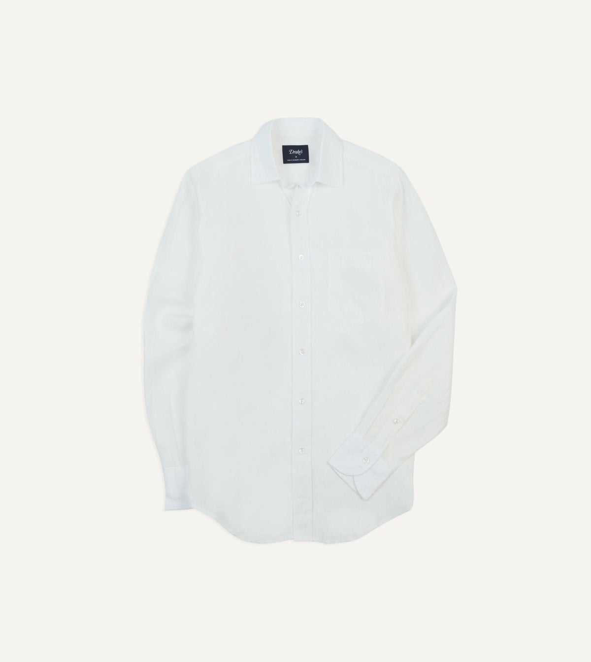 Drake's Ecru Linen Spread Collar Shirt