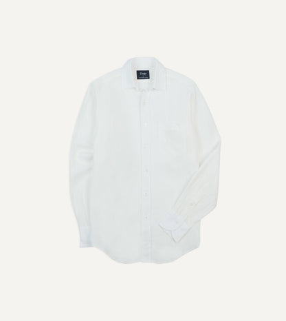 Drake's Ecru Linen Spread Collar Shirt