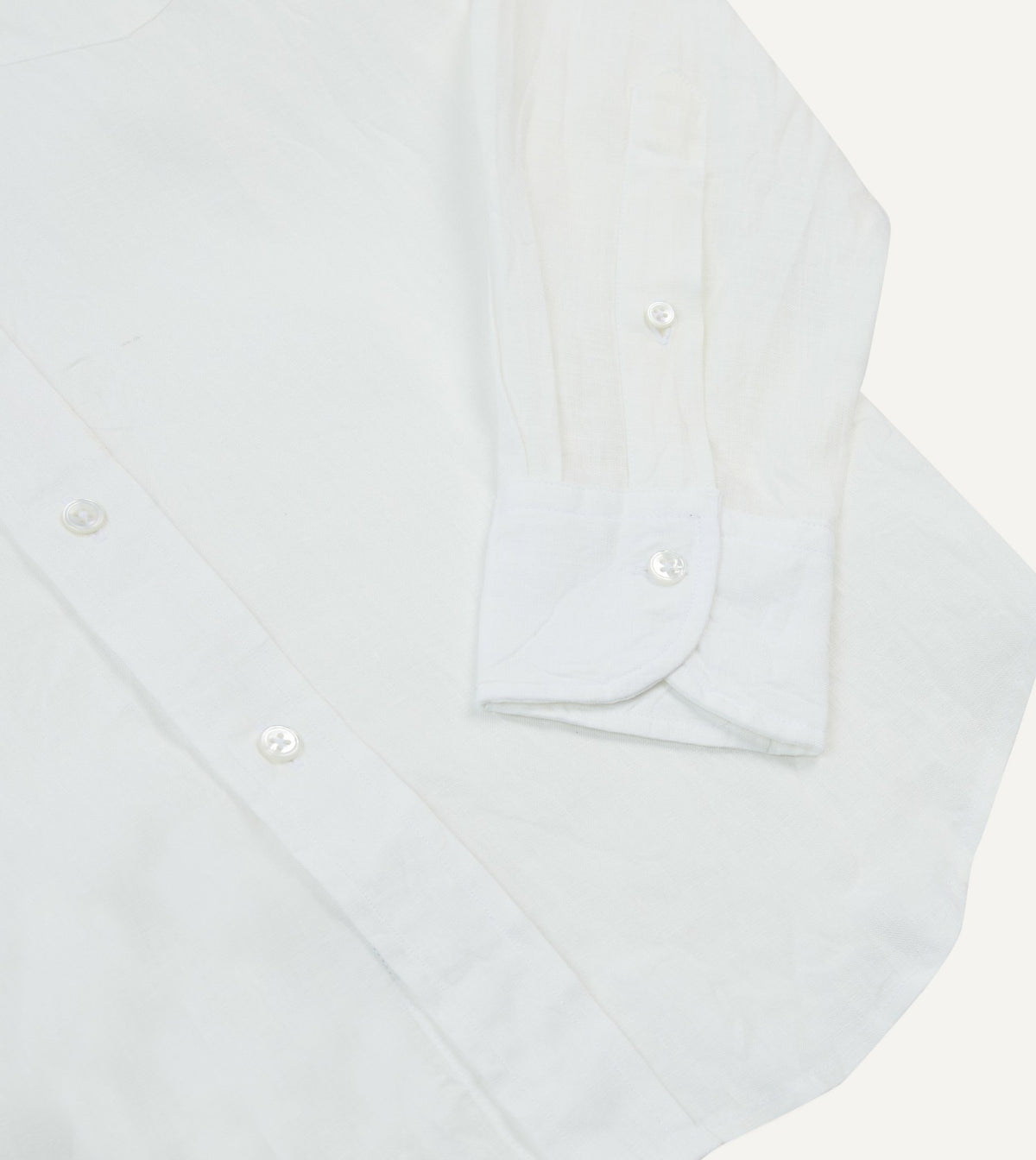Drake's Ecru Linen Spread Collar Shirt