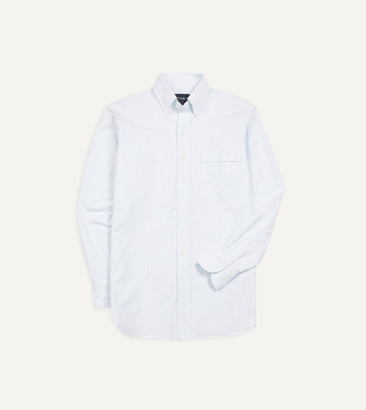Drake's Sky Ticking Stripe Cotton Oxford Cloth Button-Down Shirt