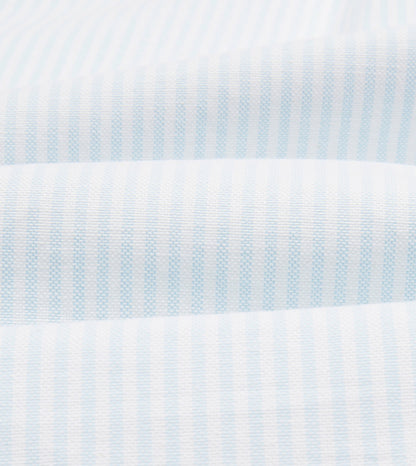 Drake's Sky Ticking Stripe Cotton Oxford Cloth Button-Down Shirt