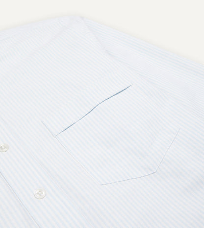 Drake's Sky Ticking Stripe Cotton Oxford Cloth Button-Down Shirt