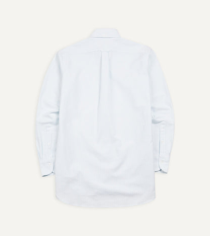 Drake's Sky Ticking Stripe Cotton Oxford Cloth Button-Down Shirt