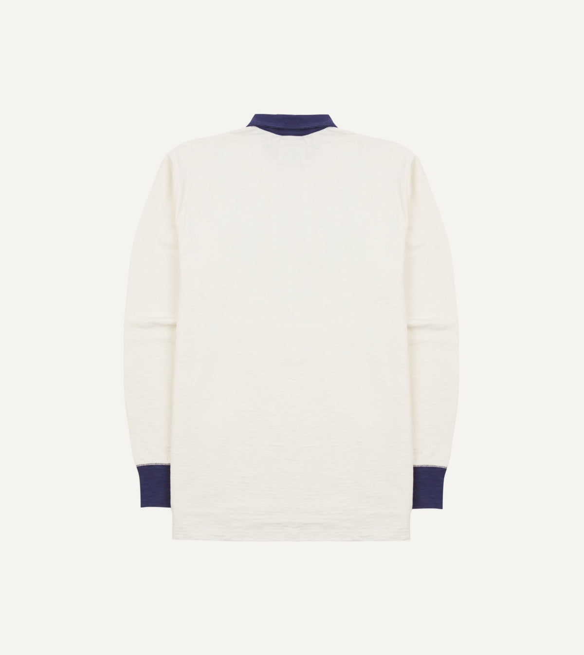 Drake's Ecru and Navy Chevron Flamé Cotton Rugby Shirt