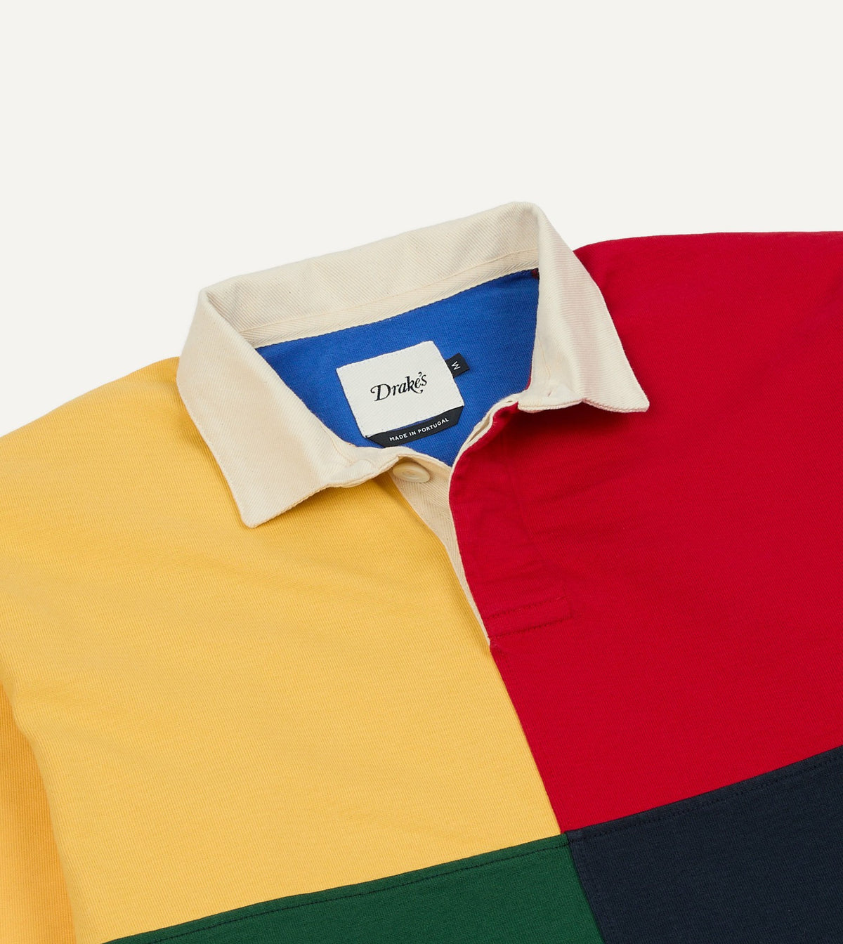 Drake's Colourblock Multi Panelled Cotton Rugby Shirt